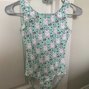 Gymnastics Leotard with matching scrunchie (Mint/Cats, AXS, Destira)